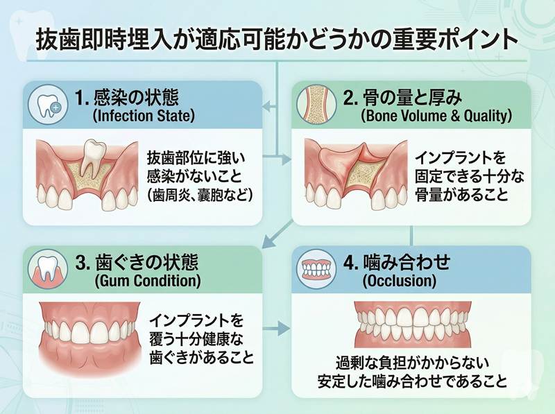 抜歯即時埋入インプラントの解説図